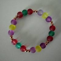 Perlenarmband elastisch aus gefrosteten Glasperlen mit Metallperlen rosegold Bild 5