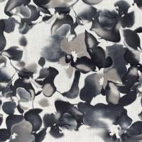 Viskosestoff abstrakte Blumen weiß, schwarz, beige. Grundpreis: 1 m² = 7,37 €. Ab 4,98 € = 0,50 Meter. 100% Viskose. Bild 1