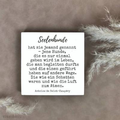 Seelenhunde - Holzbild mit Gravur - Geschenkidee für Hundefreunde, Trauergeschenk/Gedenktafel, personalisierbar