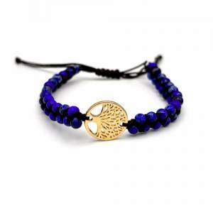 Lebensbaum Armband mit Blauen Natursteinen - Eine Verbindung zur Natur und ihrer Kraft - Verstellbares Makramee Armband Bild 1