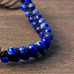 Lebensbaum Armband mit Blauen Natursteinen - Eine Verbindung zur Natur und ihrer Kraft - Verstellbares Makramee Armband Bild 4