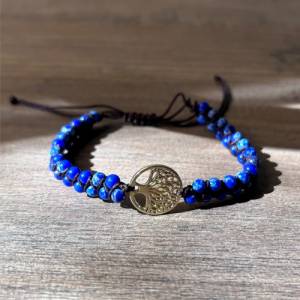 Lebensbaum Armband mit Blauen Natursteinen - Eine Verbindung zur Natur und ihrer Kraft - Verstellbares Makramee Armband Bild 5