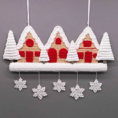 Häkelanleitung Winterdorf Türdekoration & Wanddekoration - einfach aus Wollresten