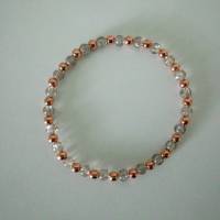 Perlenarmband elastisch Metallspacer perlen rosegold und Crackle Glasperlen braun Bild 1
