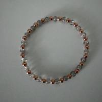 Perlenarmband elastisch Metallspacer perlen rosegold und Crackle Glasperlen braun Bild 2