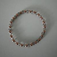 Perlenarmband elastisch Metallspacer perlen rosegold und Crackle Glasperlen braun Bild 3
