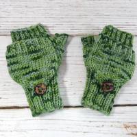 Handschuhe mit Kappe für Kleinkinder, Grün handgefärbt Bild 1