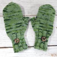Handschuhe mit Kappe für Kleinkinder, Grün handgefärbt Bild 3