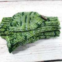 Handschuhe mit Kappe für Kleinkinder, Grün handgefärbt Bild 4