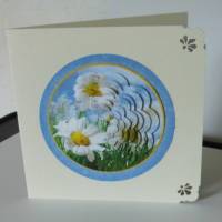 Karte - Grußkarte  Glückwunschkarte zum Geburtstag mit 3-D-Motiv Sommerblumen - Margeriten Bild 1