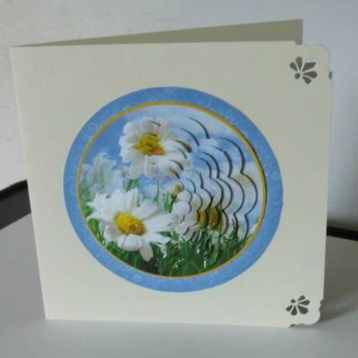 Karte - Grußkarte  Glückwunschkarte zum Geburtstag mit 3-D-Motiv Sommerblumen - Margeriten
