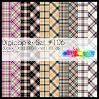 Digipapier Set #106 (pink, gelb, grün)Tartanmuster  zum ausdrucken, plotten & mehr Bild 1