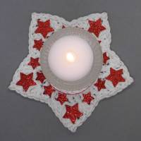 Häkelanleitung Weihnachten Stern-Teelichthalter  - einfach  aus Wollresten Bild 2
