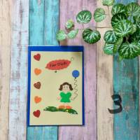 Glückwunschkarte für kleine Mädchen,Herzchen und Luftballon Klappkarte 10,5 cm x 14,8 cm mit farblich passendem Umschlag Bild 4