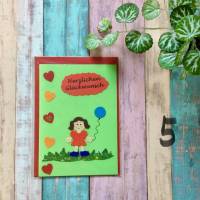 Glückwunschkarte für kleine Mädchen,Herzchen und Luftballon Klappkarte 10,5 cm x 14,8 cm mit farblich passendem Umschlag Bild 6