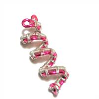 Zierliche Zopfperle handgewebt pink silberfarben handmade Haarschmuck auch für Dreadlock in wirework handgemacht Bild 1
