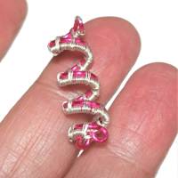 Zierliche Zopfperle handgewebt pink silberfarben handmade Haarschmuck auch für Dreadlock in wirework handgemacht Bild 2