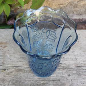 zartblaue Vase Pressglas Art Deco 30er 40er Jahre Bild 5