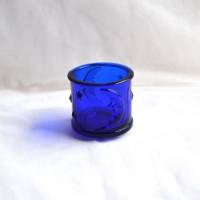 Blaues Teelichtglas mit Mondmotiv Bild 1