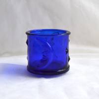 Blaues Teelichtglas mit Mondmotiv Bild 3