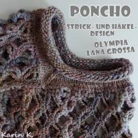 Poncho im Strick- und Häkel- Design Flieder Beige Grau Lachs Farbverlauf Olympia Lana Grossa Bild 5