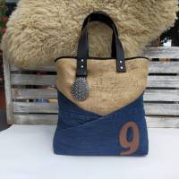 Upcycling Shopper / Handtasche aus einem schicken Kaffeesack und einer Jeans Bild 6