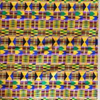 Wachsdruck-Stoff - 50cm/Einheit - gelb orange grün blau - afrikanischer Wachsbatik Baumwollstoff - Kente Muster Bild 1