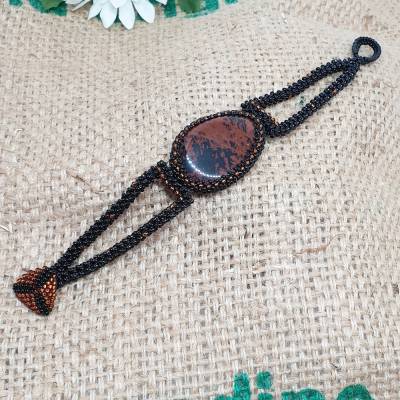 „Mystisches Lagerfeuer“ – Handgefertigtes Armband mit Mahagoni-Obsidian-Kraft