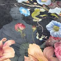Jersey Panel Blumen, Stoff Schmetterlinge, Rotkehlchen, Statue, Stenzo Panel, 200 x 150cm, bielastischer Stoff Bild 6