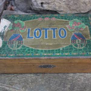 Jugendstil Holzschatulle Deckeldose "Lotto" leer um 1900 - 1910 Bild 1