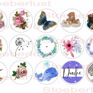 Kerzenfolie Kerzensticker 15 Sticker für Teelichte klein A5, farbig, Rose, Schmetterling, Danke, Baum, Engel Teddy, Weih Bild 2
