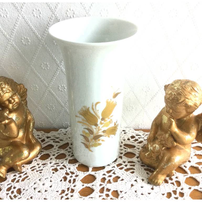 Vintage 70er Jahre Vase mit zauberhaftem Golddekor von Rosenthal