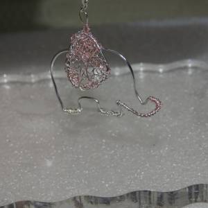 Elefanten Ohrringe aus Silberdraht, handgeformt, mit rosa Draht umwickelt, Haken aus 925 Sterlingsilber, filigran, niedl Bild 7