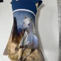 Sommerkleid mit Pferden für Mädchen Größe 110/116 - Kleid - A Linie - Pferde Bild 10