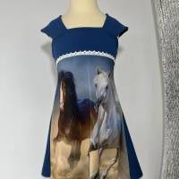 Sommerkleid mit Pferden für Mädchen Größe 110/116 - Kleid - A Linie - Pferde Bild 3
