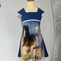 Sommerkleid mit Pferden für Mädchen Größe 110/116 - Kleid - A Linie - Pferde Bild 5