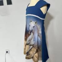Sommerkleid mit Pferden für Mädchen Größe 110/116 - Kleid - A Linie - Pferde Bild 7