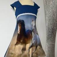 Sommerkleid mit Pferden für Mädchen Größe 110/116 - Kleid - A Linie - Pferde Bild 9