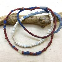 Strang gemischte antike Djenné-Perlen aus Mali 2-6mm - Strang ca. 64cm - Nila Glasperlen rot, blau, weiß Bild 1