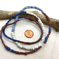 Strang gemischte antike Djenné-Perlen aus Mali 2-6mm - Strang ca. 64cm - Nila Glasperlen rot, blau, weiß Bild 5