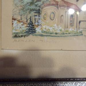 Original Aquarell einer Kirche von 1952  Bensen Bild 3