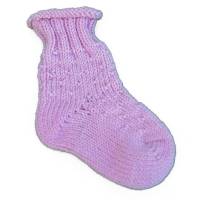 Gestrickte Baby-Socken in Rosa mit Muster aus 100 % Merinowolle Bild 1