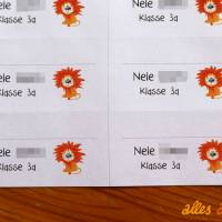 Heftaufkleber für die Schule mit Namen 24 Stk. - Löwe | personalisiert Bild 2