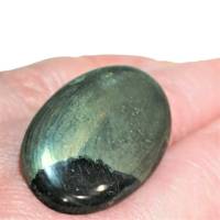 Ring Pyrit metallic auf schwarz Achat oval 20 x 35 Millimeter großer schmaler Stein statementschmuck Herrenring Bild 6