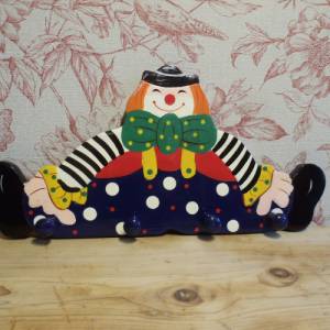 Kleiderhaken Kinderzimmer Garderobe Kindergarderobe Clown Holz Kinderkleidung Haken Hakenleiste Vintage Kinder Bild 2