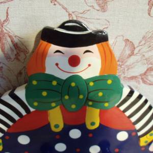 Kleiderhaken Kinderzimmer Garderobe Kindergarderobe Clown Holz Kinderkleidung Haken Hakenleiste Vintage Kinder Bild 3