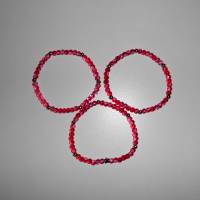 A2305 elastische Armbänder rot crackle Glasperlen spacer Metallperlen rosegold und einem Stern Metall antik silberfarben Bild 6