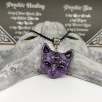 Mystische Katze mit drittem Auge, Halskette mit Anhänger in Wicca-Gothic Stil Bild 1