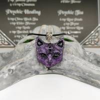 Mystische Katze mit drittem Auge, Halskette mit Anhänger in Wicca-Gothic Stil Bild 2