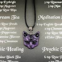 Mystische Katze mit drittem Auge, Halskette mit Anhänger in Wicca-Gothic Stil Bild 3